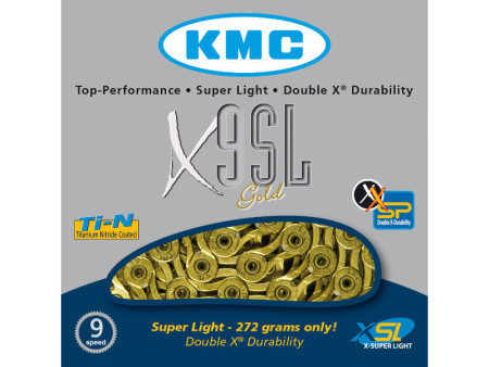 Цепь KMC Х9-SL Gold (Superlight) 1/2х11/128" 116 зв. 9 ск. 300902
